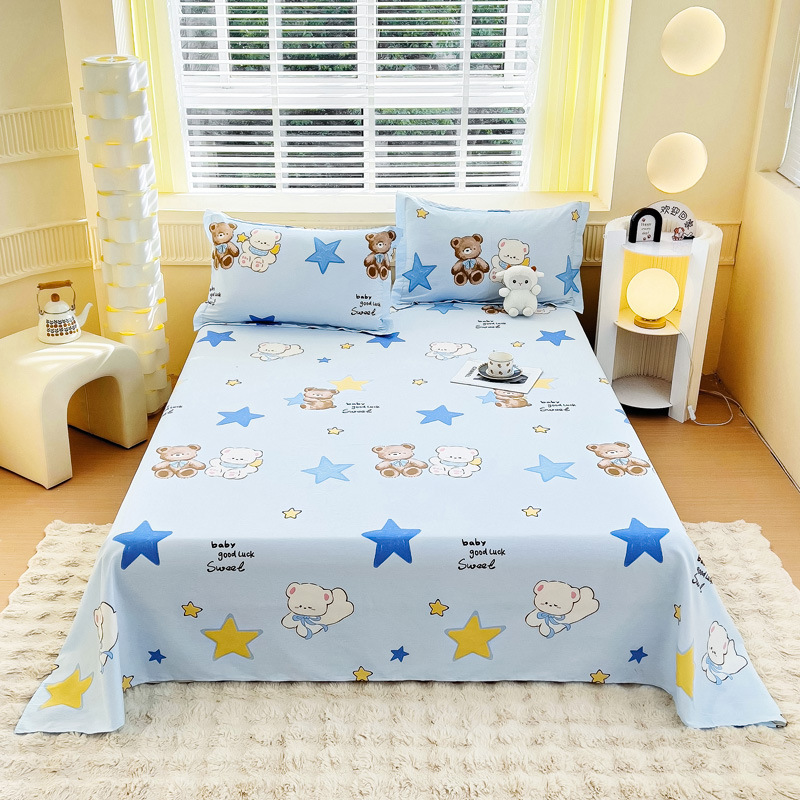 クラスA母子グレード綿100%プリント純綿ベッドシーツ小さな新鮮な学生ベッドシーツパッド寝具3点セット|undefined