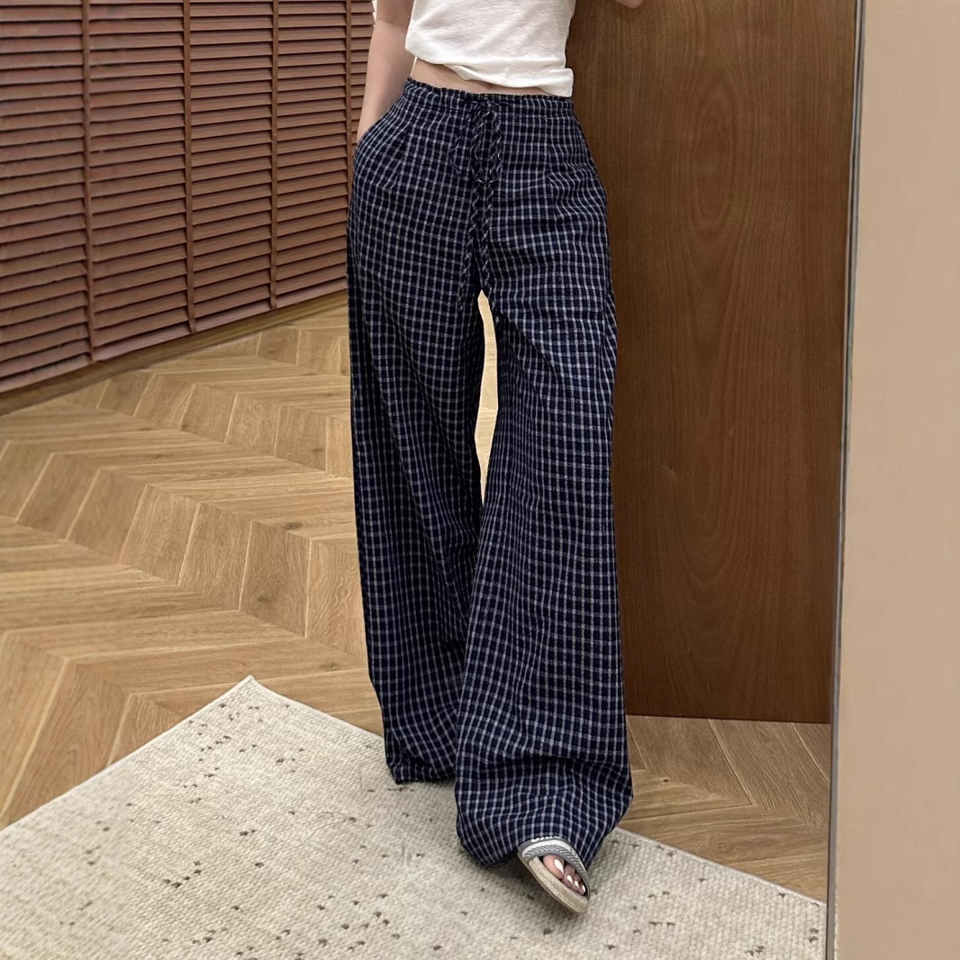 Retro blue colored summer sports trousers