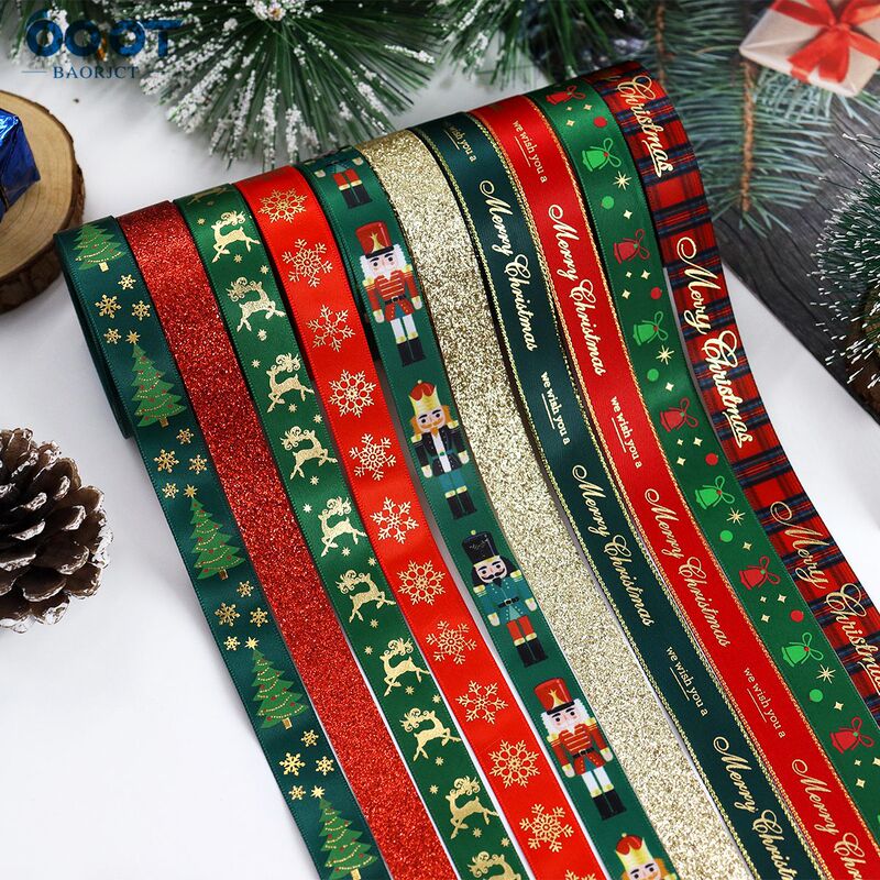 Christmas Ribbon Glittering Golden Red Green Ribbon Christmas Wreath DIY Gift Wrapping Christmas Party Ribbon Christmas Ribbon Glittering Golden Red Green Ribbon Christmas Wreath DIY Gift Wrapping Christmas Party Ribbon