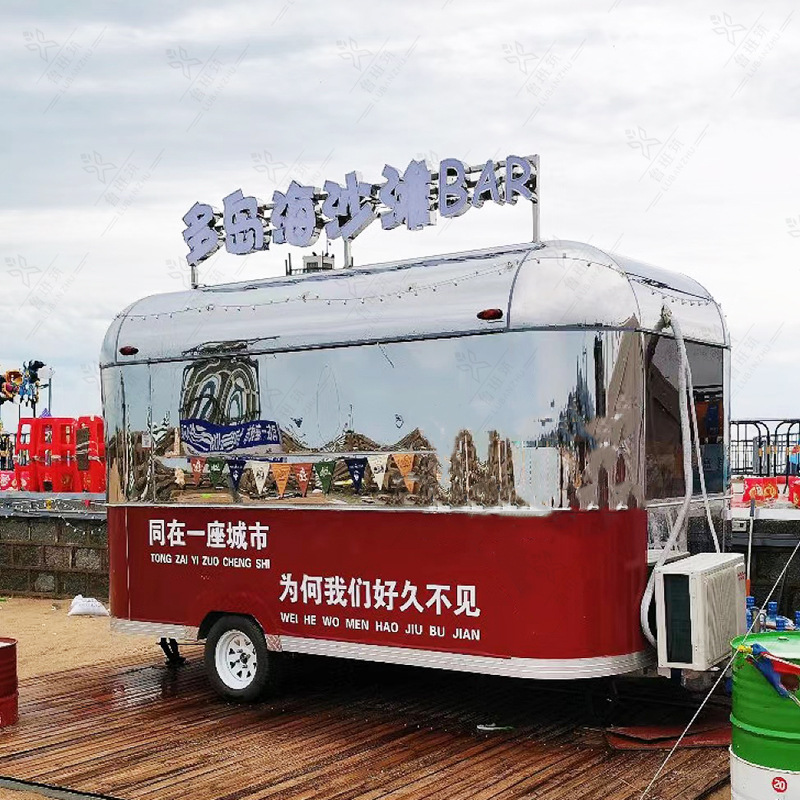 Vehículo de aire acondicionado móvil al aire libre Área escénica Ducha móvil Camper Punto escénico Punto escénico Pequeño remolque junto al mar Estación postal de RV