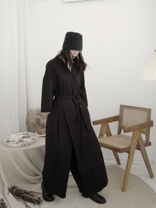 Homemade New Design Sense Dark Japanese Samurai Wear Wide Leg Loose Jumpsuit Homemade New Design Sense Dark Japanese Samurai Wear Wide Leg Loose Jumpsuit