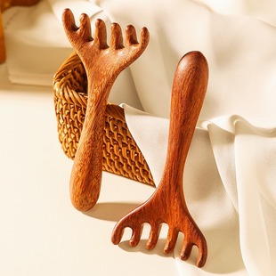 Sandalwood antlers head head and neck meridian comb skin massage comb small comb hair wide tooth comb five claws six claws