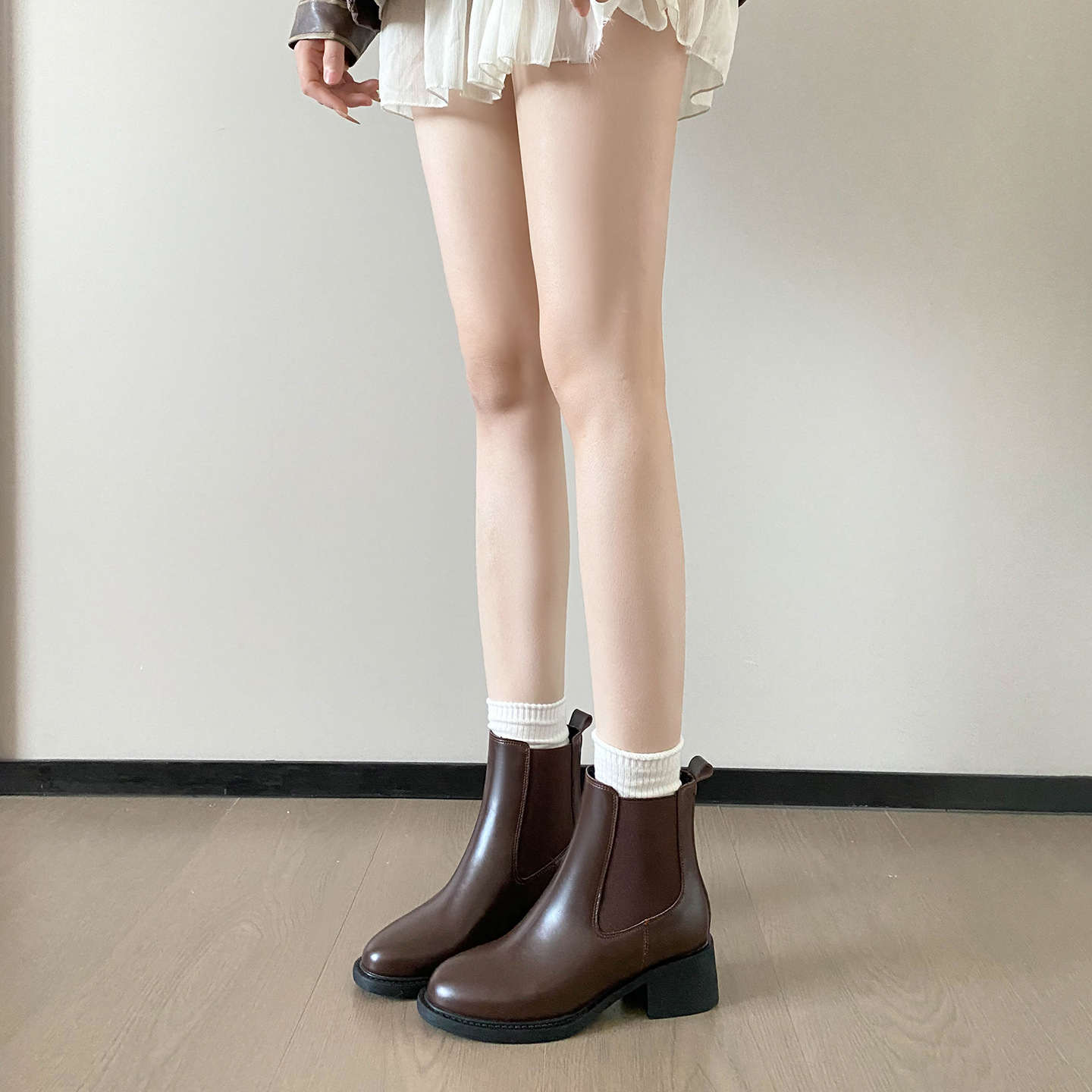 Elegante Damen Stiefeletten Mit Blockabsatz Und Warmfutter_voghion.com