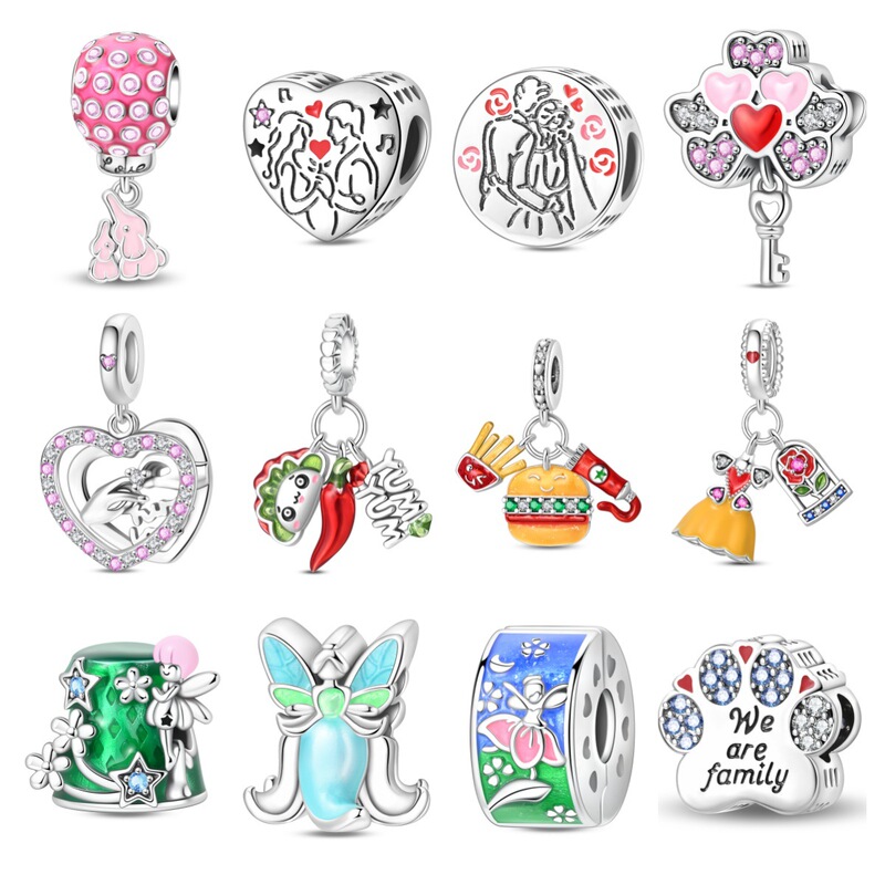 Cross-Border 2025 New Charm French Fries Burger Chili Elf Otter Pendant DIY Jewelry Bracelet Necklace Accessories