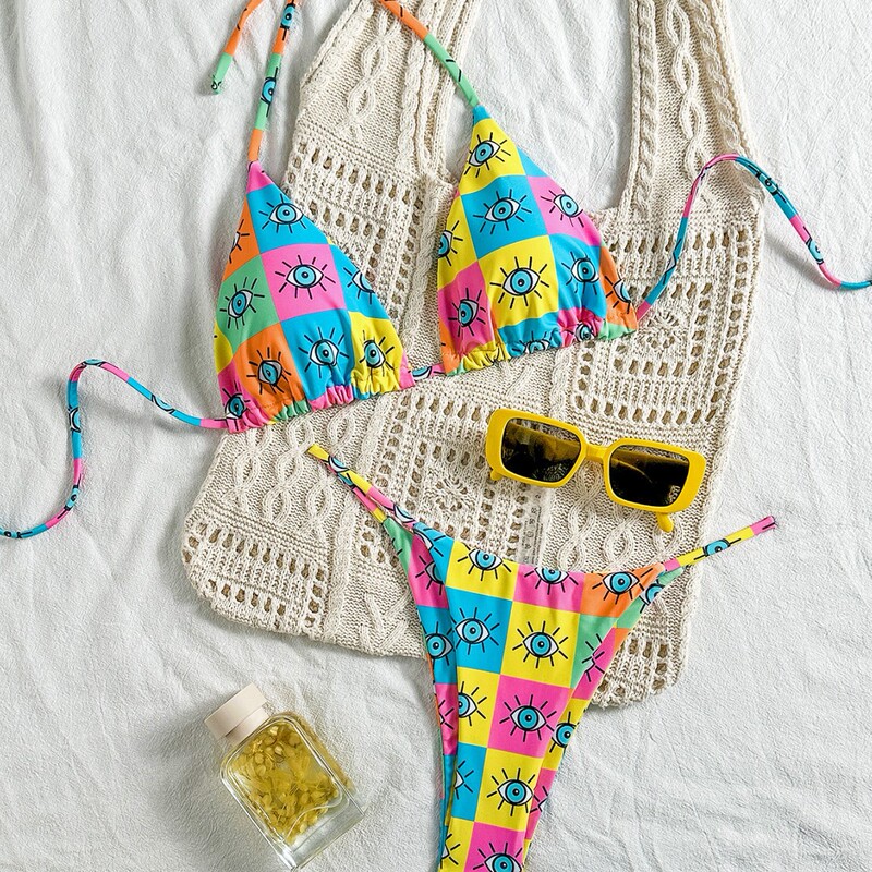 2026 Summer New Printed Thong Women's Popular Bikini Vacation Swimsuit Bikini for Women Cross-Border Foreign Trade