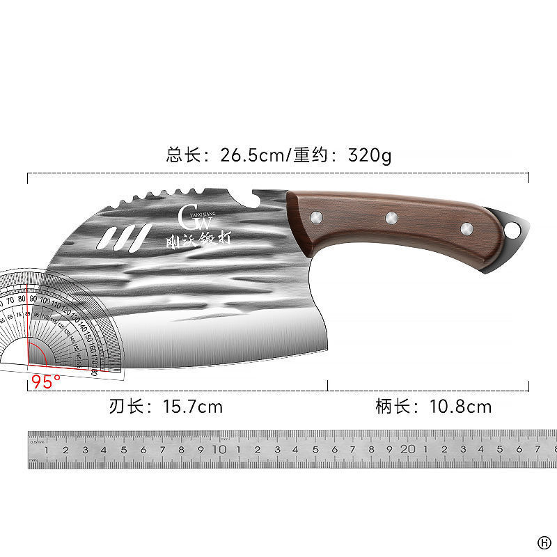 Cuchillo afilado y afilado cocinero de corte de carne cocina combinación conjunto de tres agujeros corte forjado cuchillo de cocina para el hogar