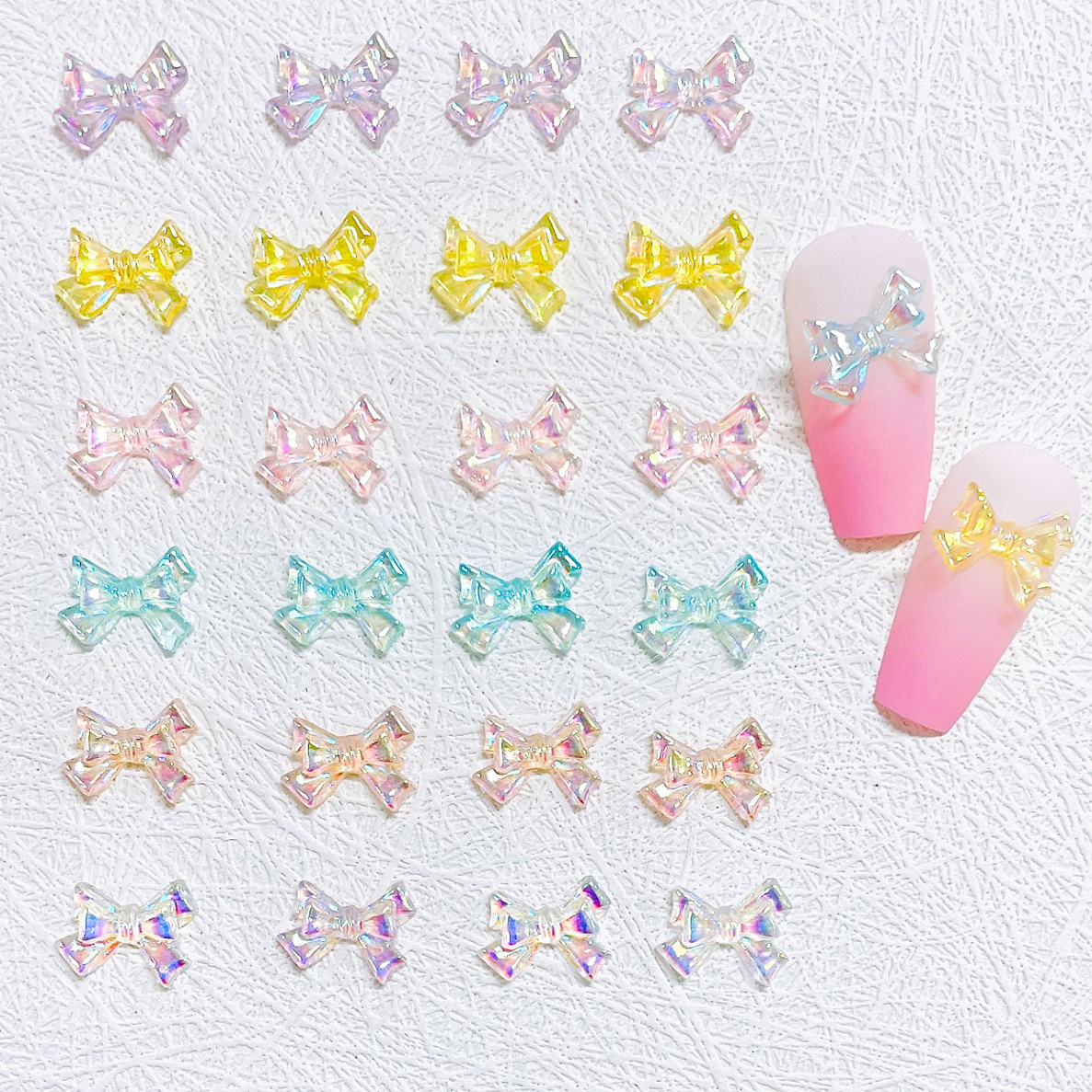 Universal summer fresh nail decoration with bow