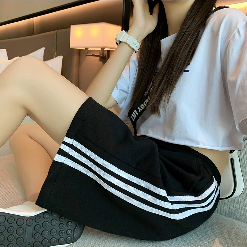 Шорты для отдыха свободного прямого кроя, Oversize, с три полосами