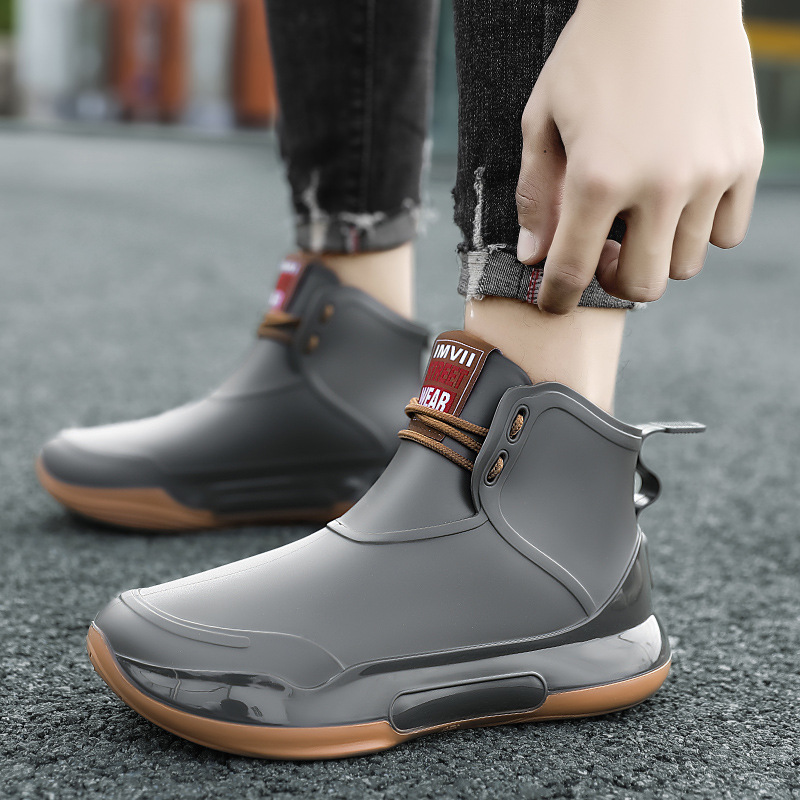Botas de Lluvia Cortas para Exteriores de PVC Impermeables y Antideslizantes con Cordones