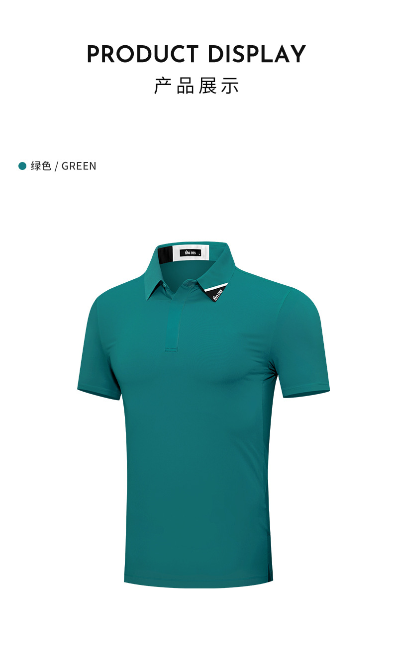 Áo phông thể thao nam ngắn tay chơi golf MMO EYES, chất liệu co giãn cao thoáng khí — M23YF002-Áo màu xanh lá cây, M23YF005-Áo màu xám, M23YF004-Áo màu đen, M23YF005-Áo màu trắng chi tiết 15
