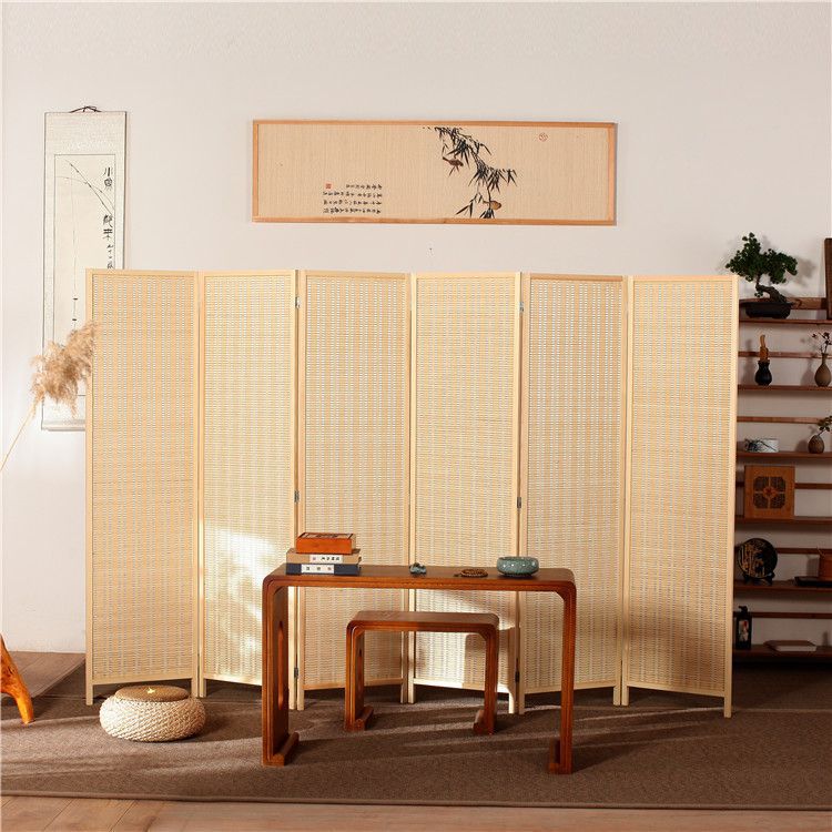 Solid Wood Bamboo Screen Folding Mobile Partition Simple Modern Living Room Bedroom Shielding Home Flat Curtain Office