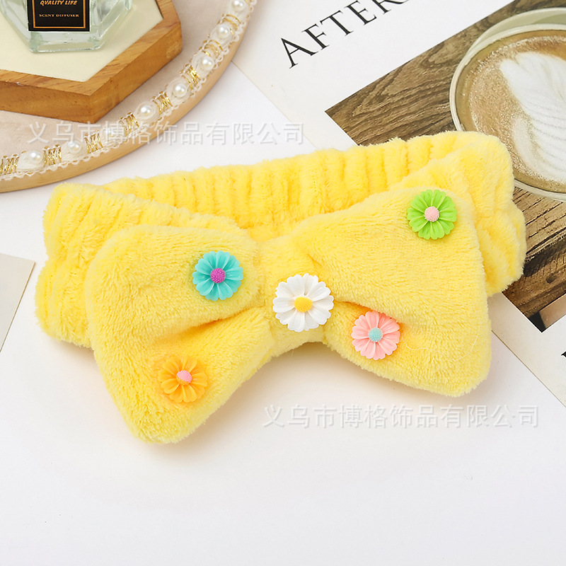 Nueva diadema de ala ancha mujer dibujos animados tridimensional pequeña flor arco cara lavado maquillaje deportes pelo banda maquillaje accesorios para el pelo