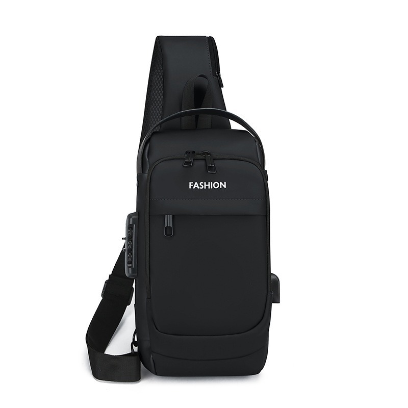 Nuevo bolso de pecho USB para hombres, bolso de hombro de mano de lujo ligero y versátil, bolso de hombro multifuncional, bloqueo de contraseña, bolso anti-robo