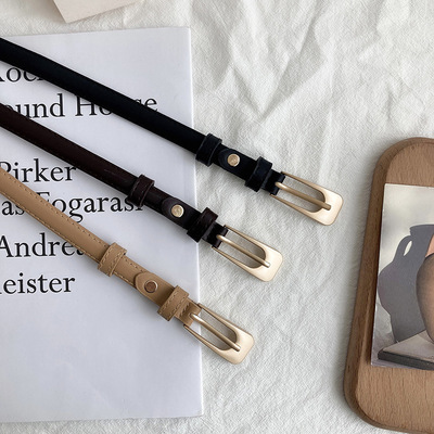 复古学生小皮带简约百搭韩国装饰细腰带配西装裙Chic女士牛仔裤带