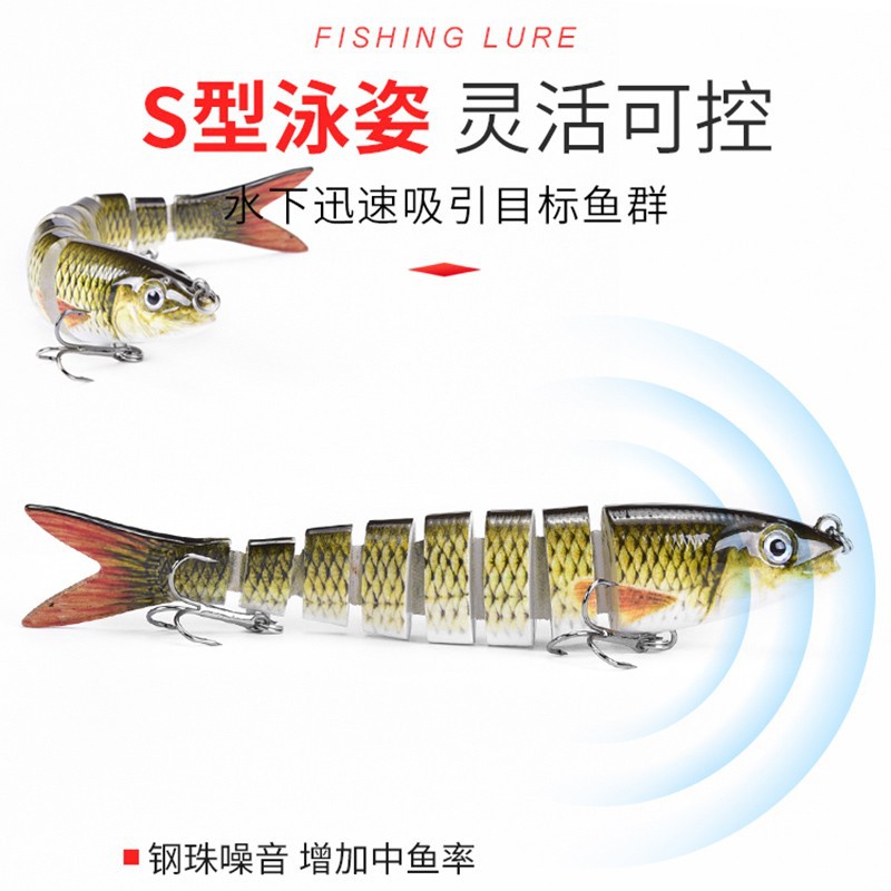 Directo de fábrica de múltiples secciones Luya cebo 8-Sección pescado agua dulce mar pesca cebo duro cebo Luya cebo tiro largo Venta caliente 13,5 cm