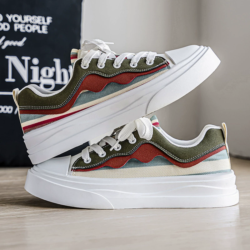 Мужские кроссовки лето 2025, новая модель, дышащие, мягкая подошва, нишевые цветовые сочетания, молодежная мода, толстая подошва, спортивные повседневные туфли