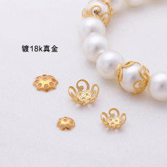 Diyブレスレットネックレスステンレスチタン鋼花托ビーズ托保色メッキビーズ托手作り部品材料