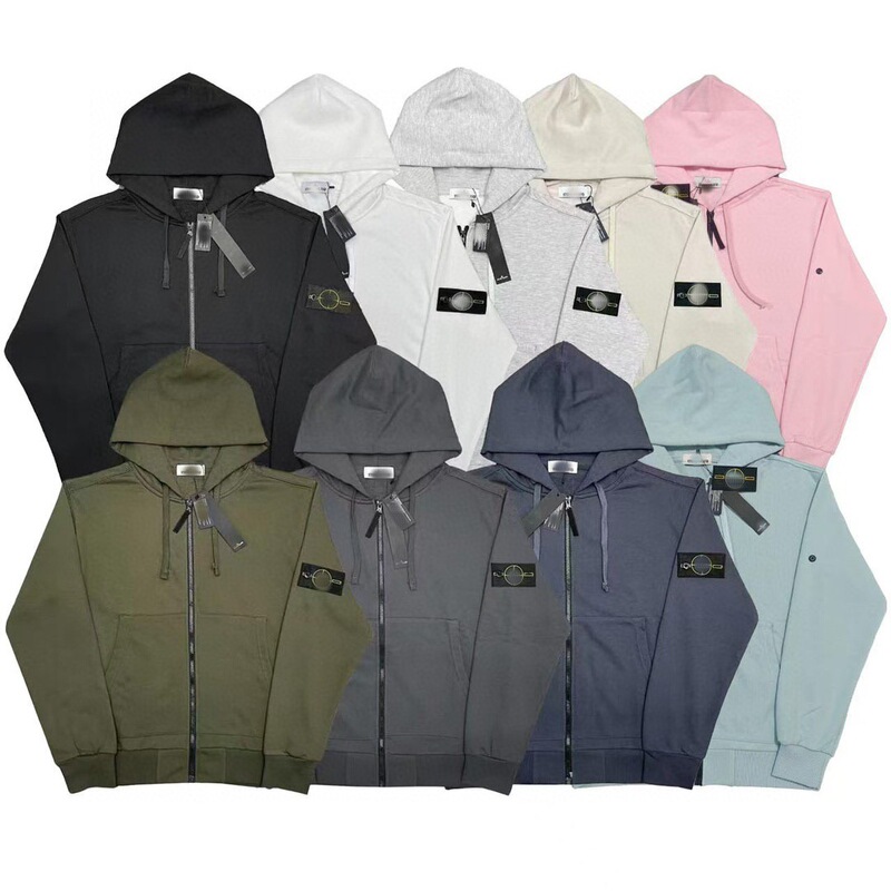 Correct Version of Cross-Border Ston Stone Autumn and Winter Men's and Women's Hooded Sweatshirts Pure Color Armband Badge Style Zipper Sweatshirt Jacket Correct Version of Cross-Border Ston Stone Autumn and Winter Men's and Women's Hooded Sweatshirts Pure Color Armband Badge Style Zipper Sweatshirt Jacket