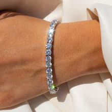 欧美锆石手链单排4mm圆形满钻网球链跨境嘻哈饰品tennis bracelet