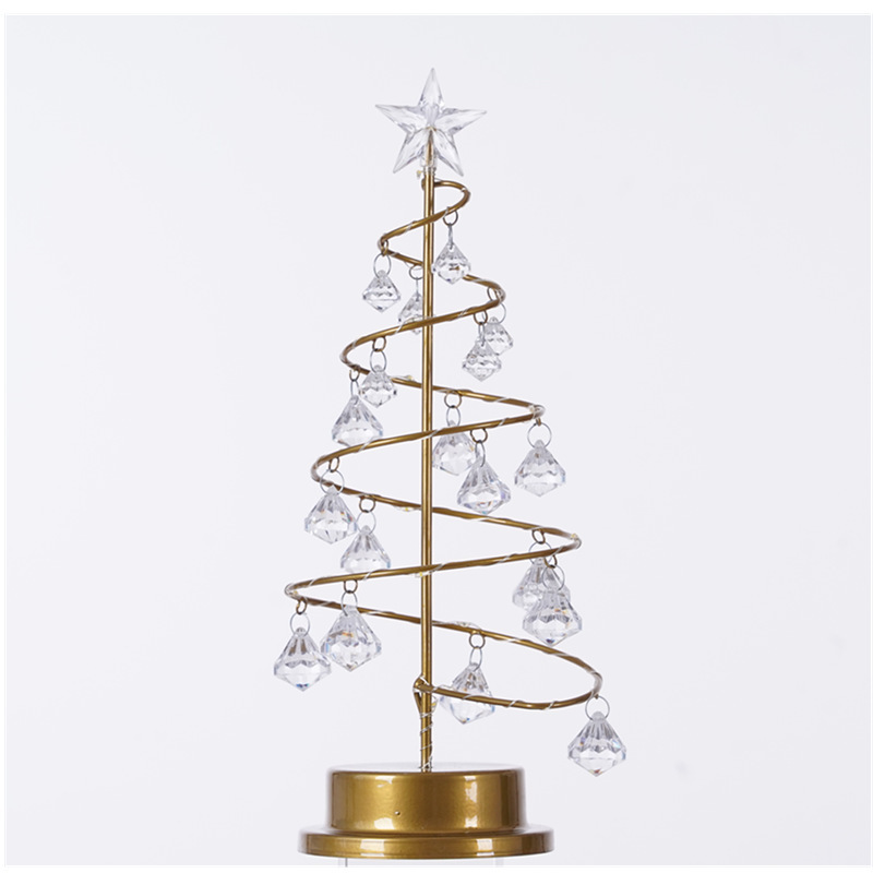 LED lámpara de noche de hierro forjado cristal lámpara de árbol de Navidad lámpara de pentaco regalo de cumpleaños habitación decoración pequeña lámpara de escritorio
