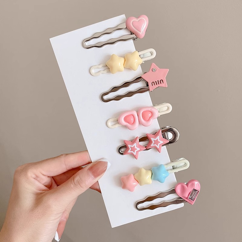 Rosa Linda estrella horquilla lado femenino clip de pelo amor de los niños BB clip de pelo roto horquilla bebé tocado
