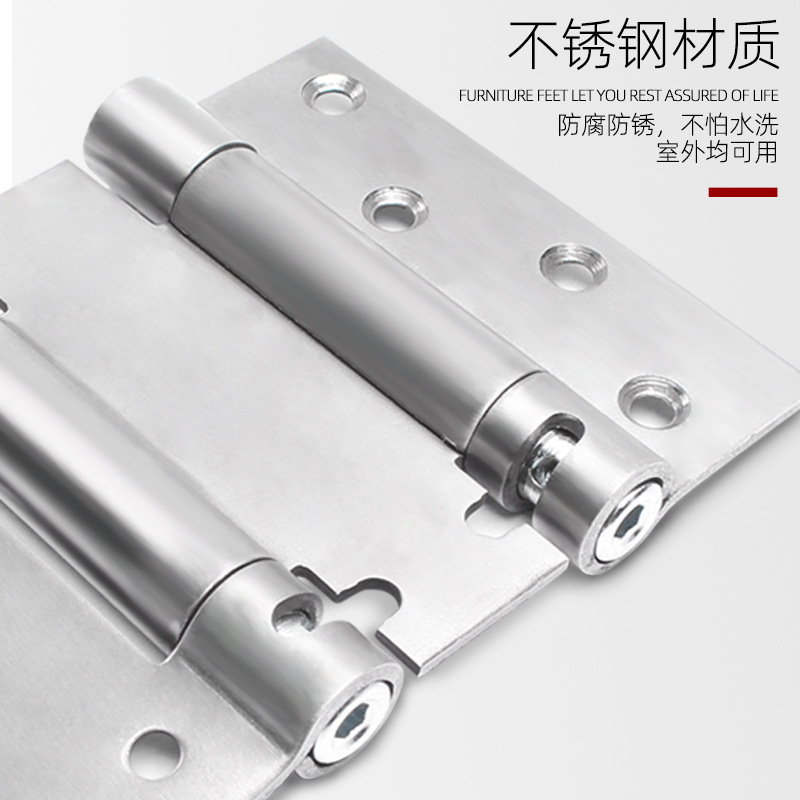 Puerta de entrada libre bidireccional con bisagra de resorte abierta automática de rebote doble puerta de cintura de 4 pulgadas y 5 pulgadas de hardware de acero inoxidable