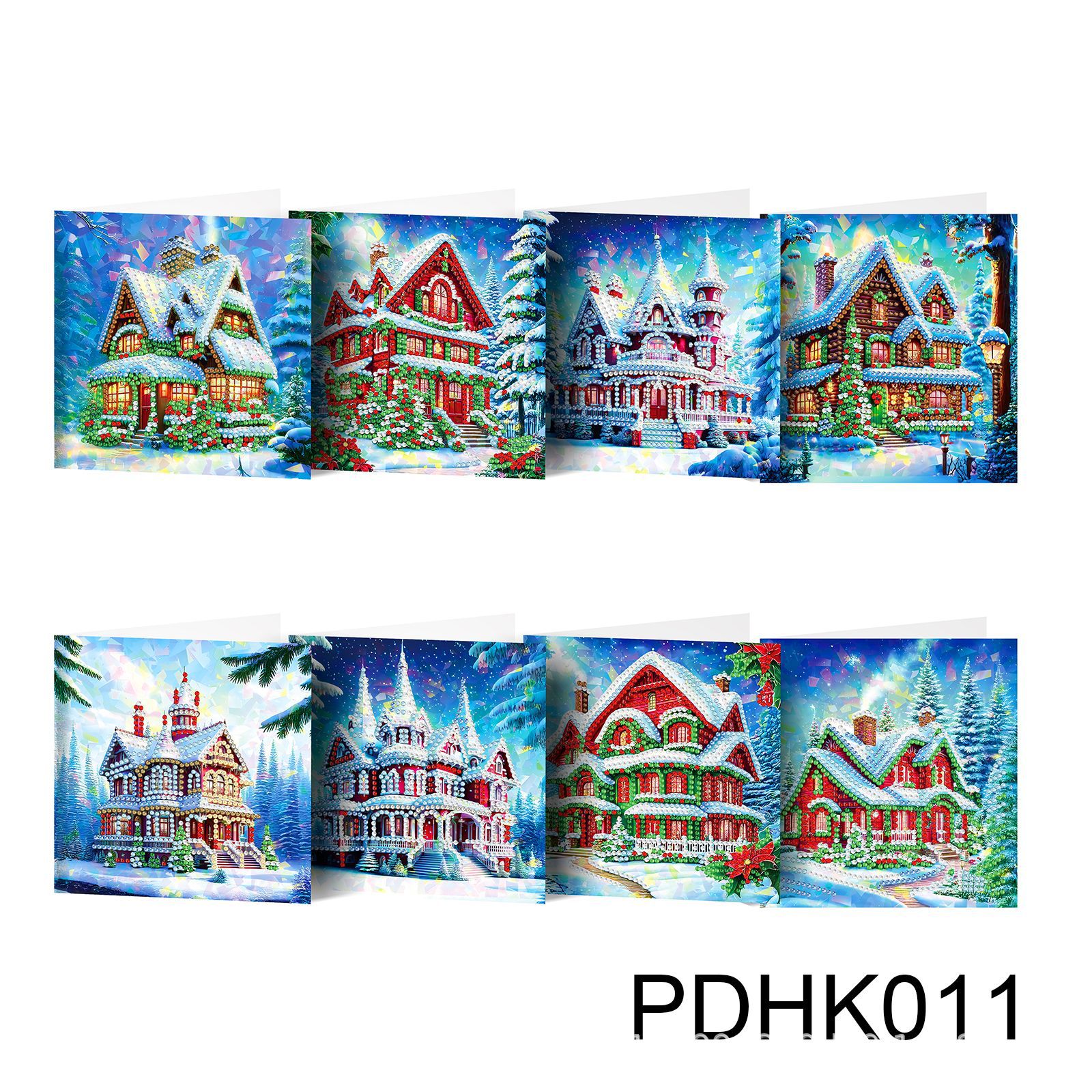 Nuevos diamantes transfronterizos alrededor de la pintura de diamantes DIY flores de Navidad tarjetas de regalo de cumpleaños 12 tarjetas de diamantes