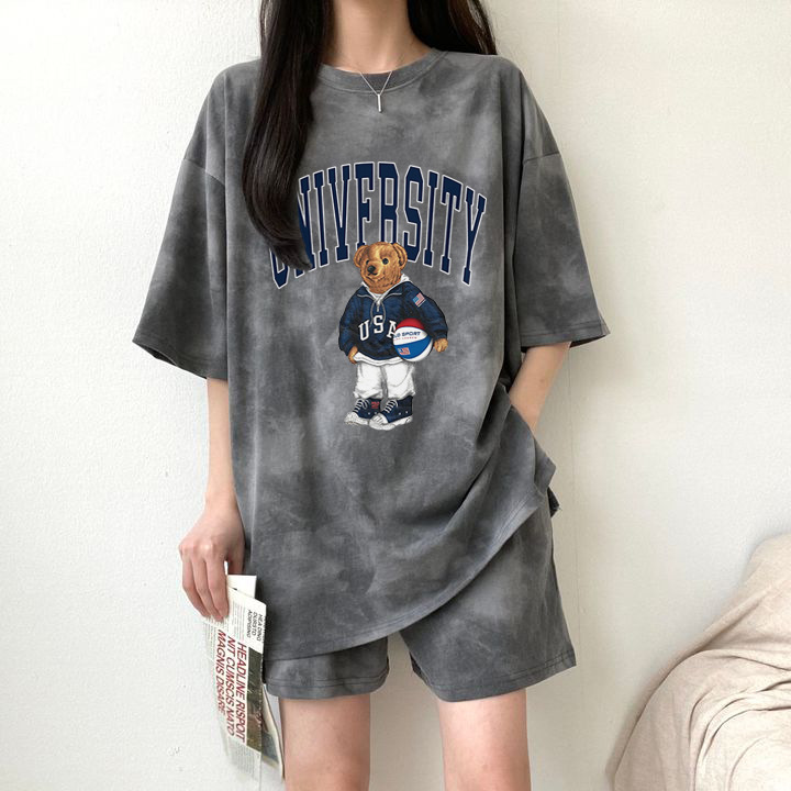 Special offer foreign trade sports two-piece suit women's 2024 Summer cute thin cartoon men's short pants casual 200kg Special offer foreign trade sports two-piece suit women's 2024 Summer cute thin cartoon men's short pants casual 200kg