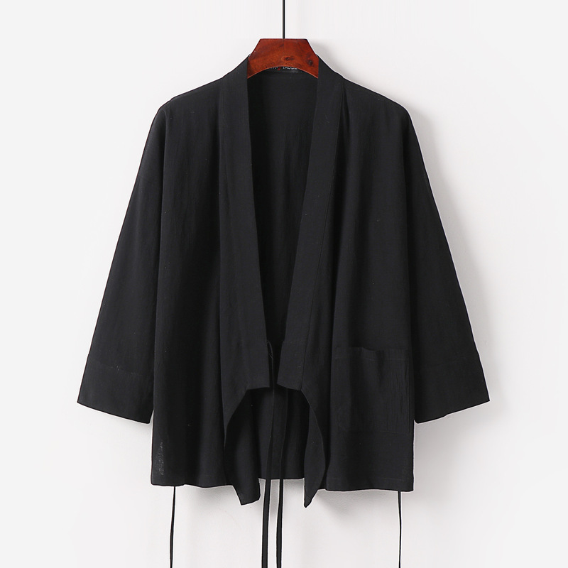 Chinese style men's clothing Buddha Chinese style linen outer suit youth Tang suit fashion brand retro style hanfu lace-up shirt men