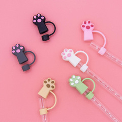 Cross-border bestseller Amazon straw cover cute cat claw colored straw plug 10MM eco-friendly soft rubber dust-proof straw cap