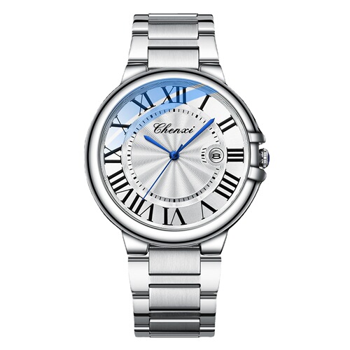 CHENXI Dawn Couple Watch Calendar Blue Needle Steel Band Watch Waterproof Watch Cross-Border Couple Watch