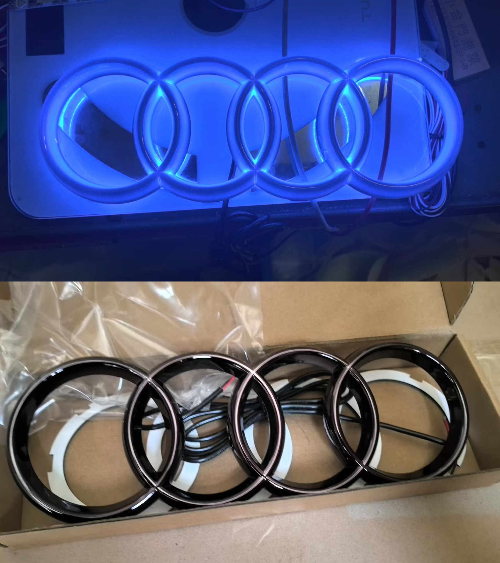 Suitable for Audi Four-Ring Logo Q3Q5La5A6A4L Center Logo Modified Led Luminous Front Logo Audi Front and Rear Car Logos
