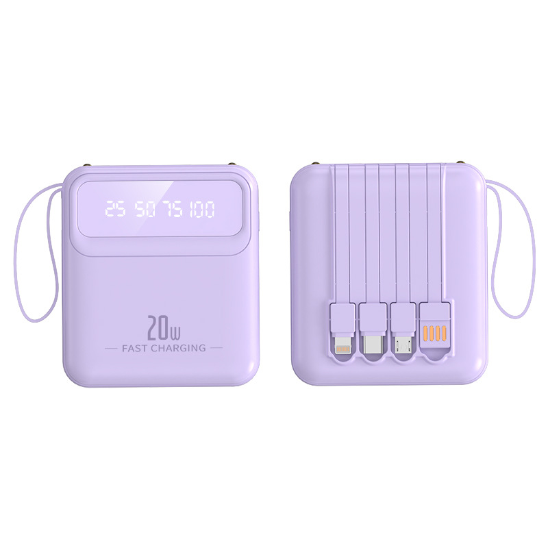 Banco de energía de regalo al por mayor Mini auto-cableado 20000 mA pantalla digital de gran capacidad energía móvil logotipo personalizado