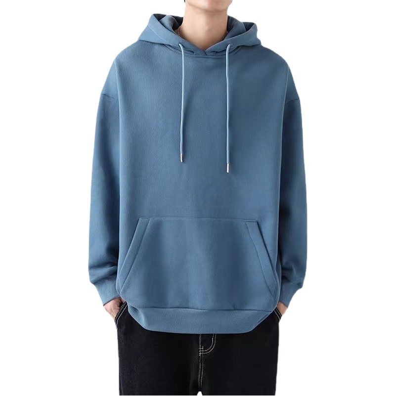 Autumn and Winter Hooded Sweatshirt Men's Velvet Thickeneded Loose Outwear Hong Kong Style Trendyy Pure Color Versatile Student Couple Top