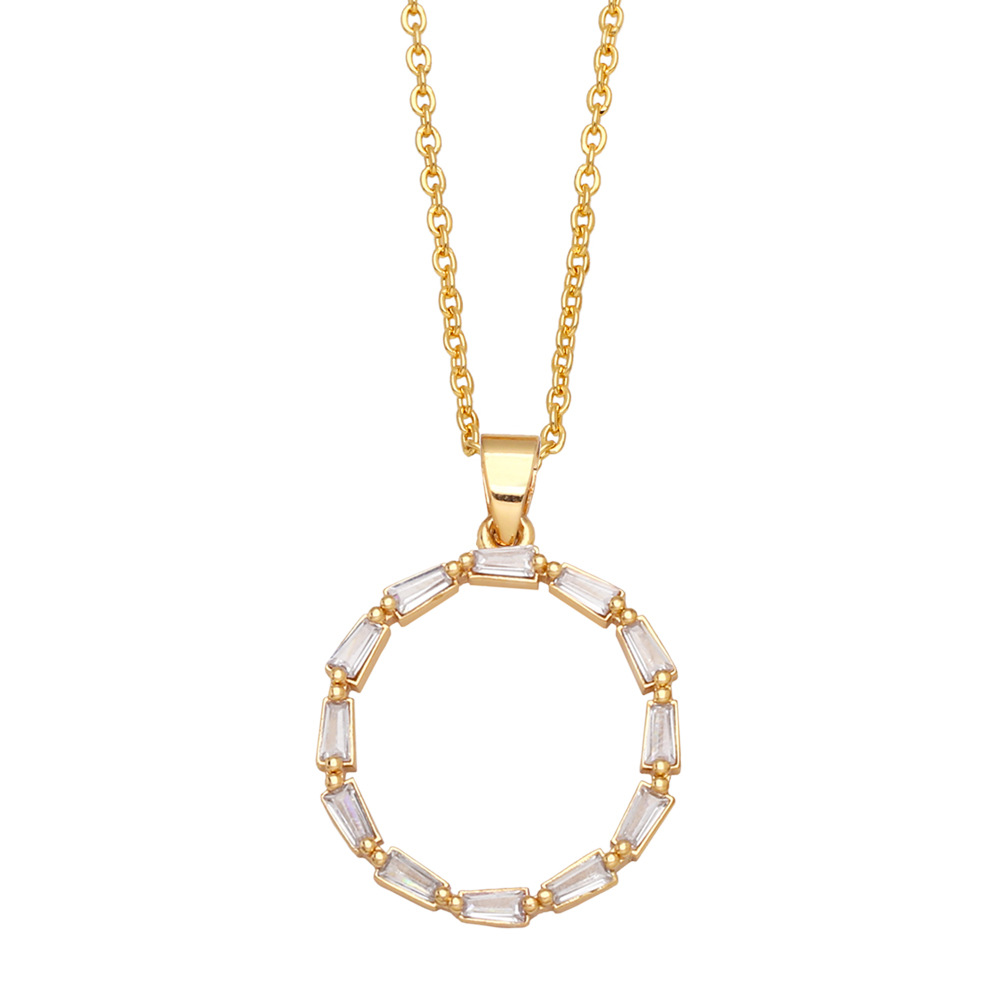 Fashion Letter Copper Inlay Zircon Pendant Necklace 1 Piece