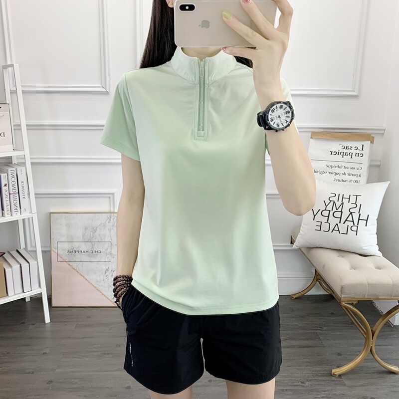 Summer Quick-Dry T-Shirt for Women, Short-Sleeve Running Sports Top, Half-Zip Stand Collar Base Shirt, 2026 New Model, in Stock