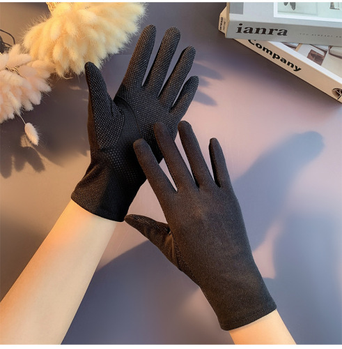 New summer breathable sun protection gloves, light plate, non-slip, thin cycling and driving gloves, women's solid color simple gloves