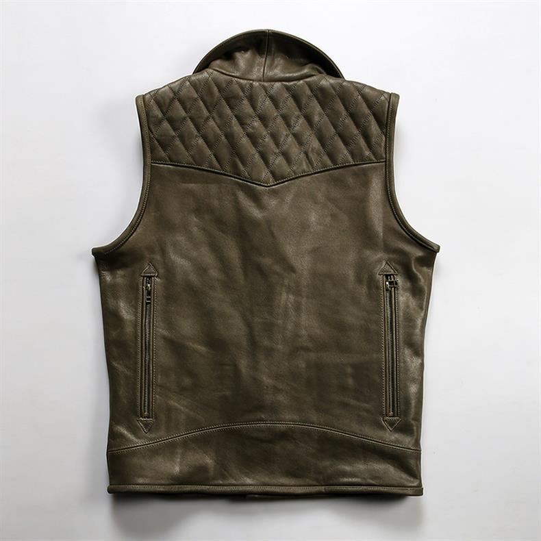 Description Picture 6 of item2024 New Spring Autumn Men's Casual Hunting Genuine Leather Sleeveless Coats Male Lapel Multi-pocket Thick Cowhide Vests