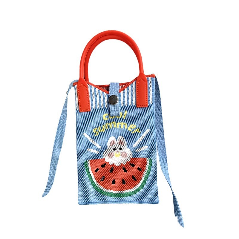 Bolsa de teléfonos móviles de dibujos animados para mujeres primavera y otoño estudiantes coreanos de tejido de mano bolsa de cambio de almacenamiento bolsa de mano decoración portátil bolsa de mochila