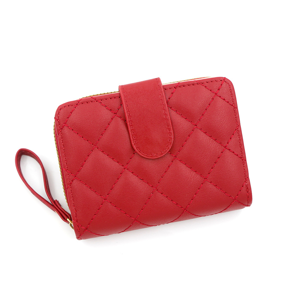 Coreano simple Lingerie billetera corta tarjeta de órgano hebilla bolso de cambio bolso de cremallera bolsa de mano