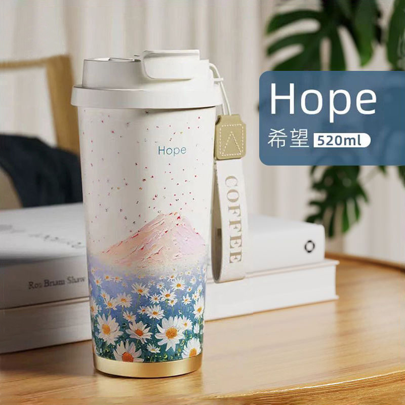 Taza de café multicolor de venta caliente Taza de aislamiento térmico de acero inoxidable portátil para salir taza de agua de paja nueva taza de bebida directa de alto valor nominal