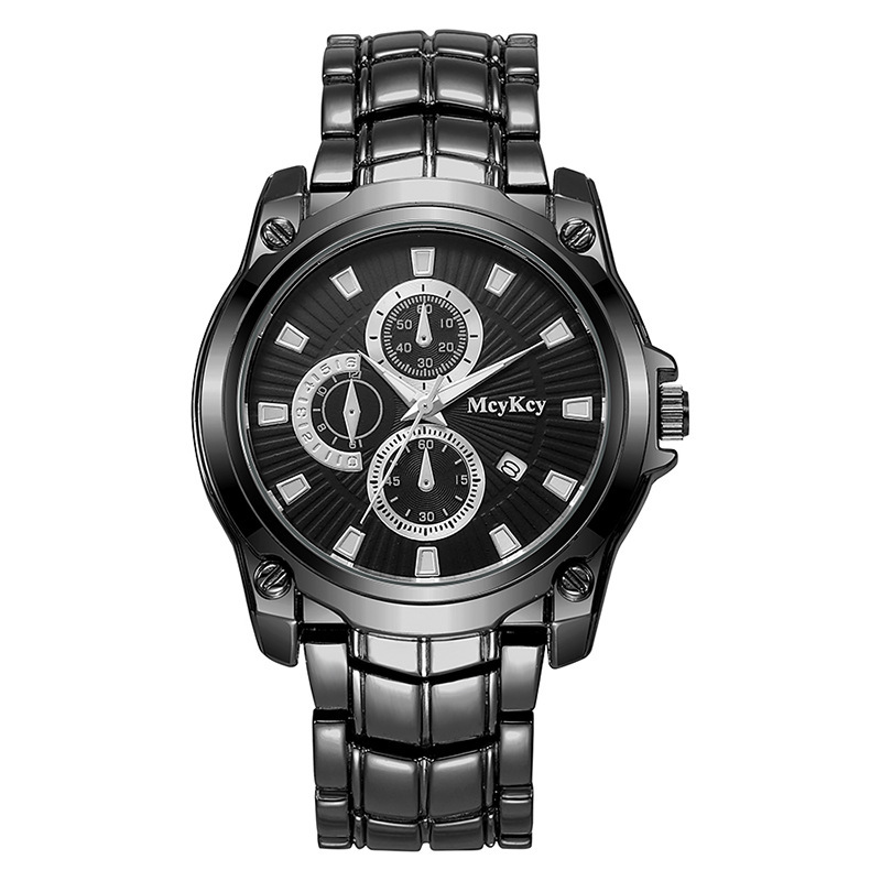 Nuevo reloj de correa de acero de pareja de aleación transfronteriza clásico negocio de tres ojos gran esfera impermeable fábrica de relojes de cuarzo al por mayor