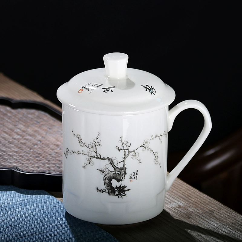 Ceramic cover, tea cup with glass for home use