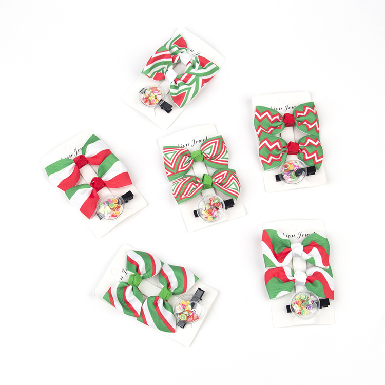 Wholesale Bows Christmas Color Stripe Children's Hairpins 3 Pieces Set Nihaojewelry display picture 17