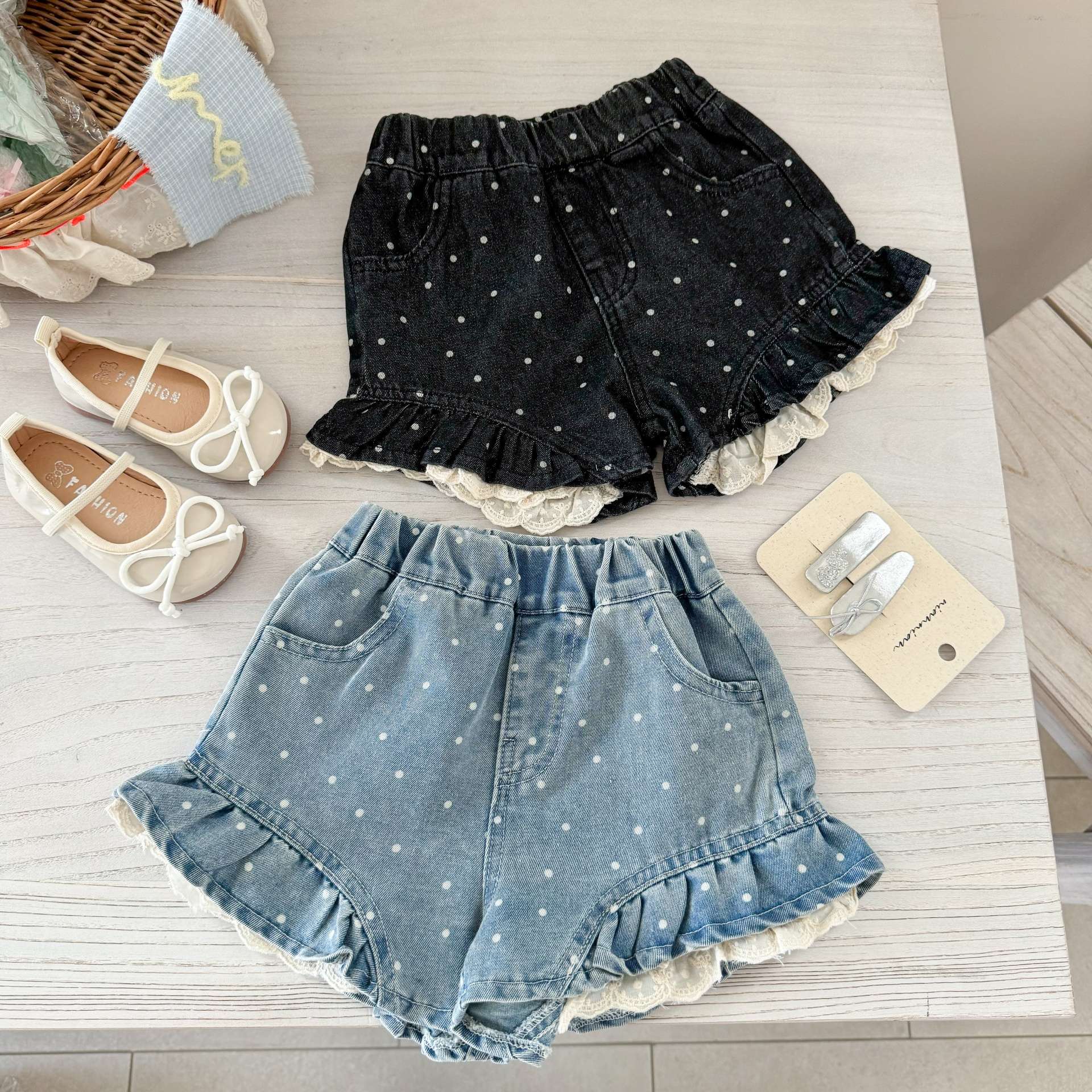Pantalones cortos de mezclilla de siete niñas de limón salado pantalones cortos de verano delgados para mujer jeans para niños pantalones cortos de estilo occidental para bebés image 2