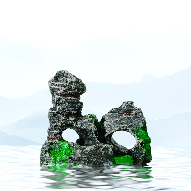 Decoración de acuario simulación de resina creativa rocalla pecera paisajismo decoración del hogar estilo chino sólido 4 estilos explosivos