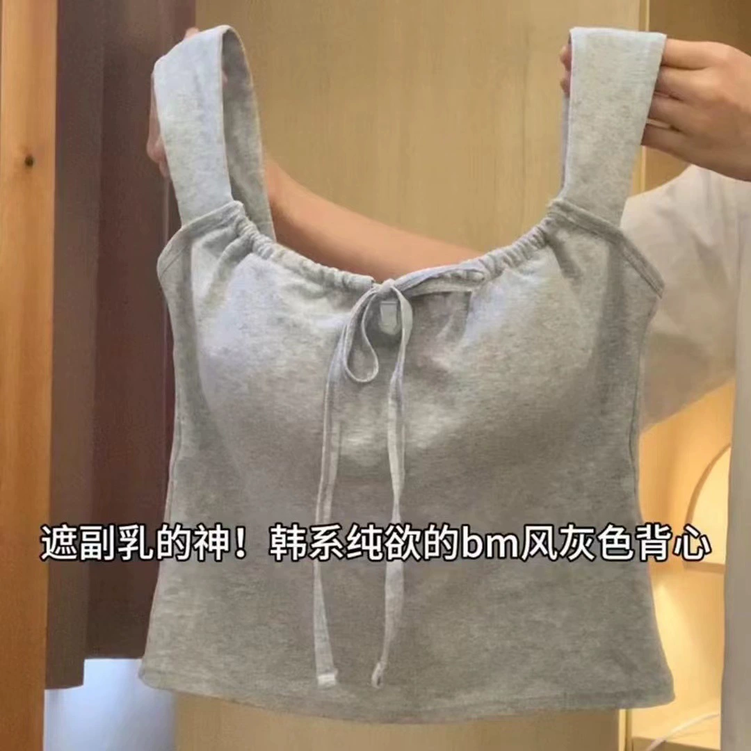 Полые банты маленькие подтяжки ~ Летний новый и пряный маленький сердечный жилет sexy без рукавов