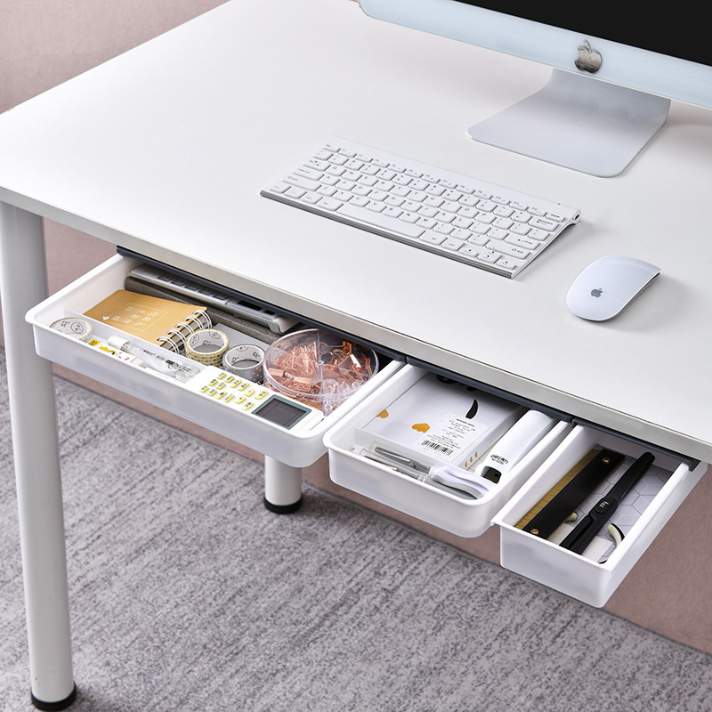 Under Desk Drawer Invisible Storage Box Office Computer Desktop Finishing Classroom Storage Stationery Makeup Storage Drawer