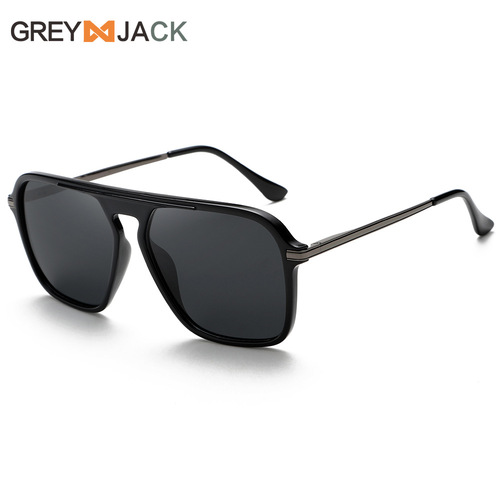 New European and American large-frame sunglasses for men, fashionable polarized sunglasses for women, retro glasses, two-tone glasses, slingshot legs wholesale