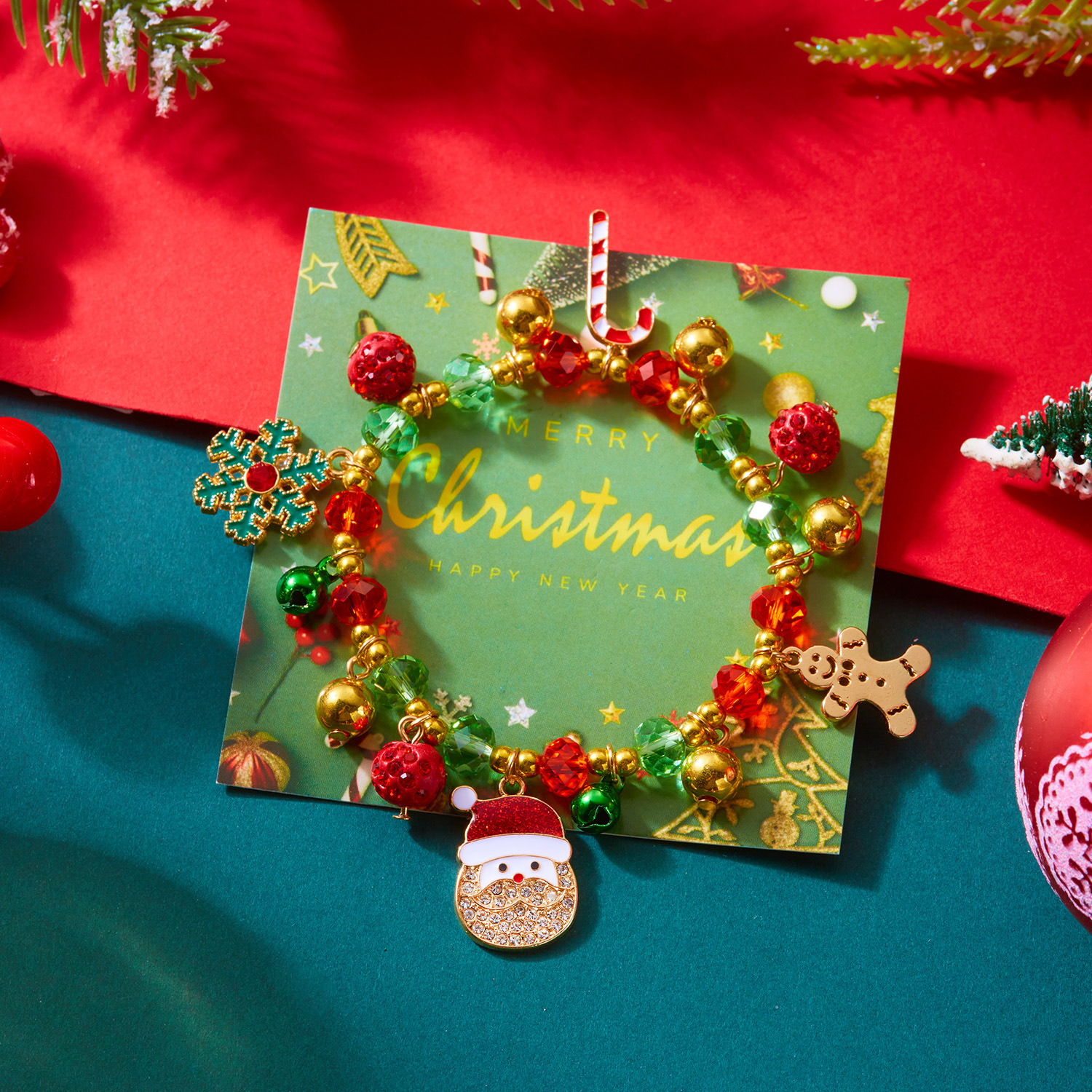 Europa y los Estados Unidos minería transfronteriza joyas de pulseras de Navidad Santa Claus colgante de copos de nieve pulseras elásticas al por mayor